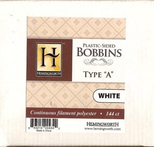 0335 Hemingworth White Pre-Filled Bobbins-144 Count Box-Type A