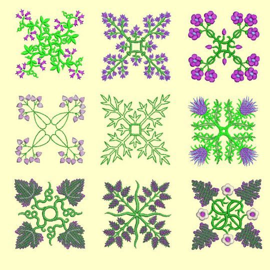 Anemone Quilt #6-9 Embroidery Designs for 6x6 hoop