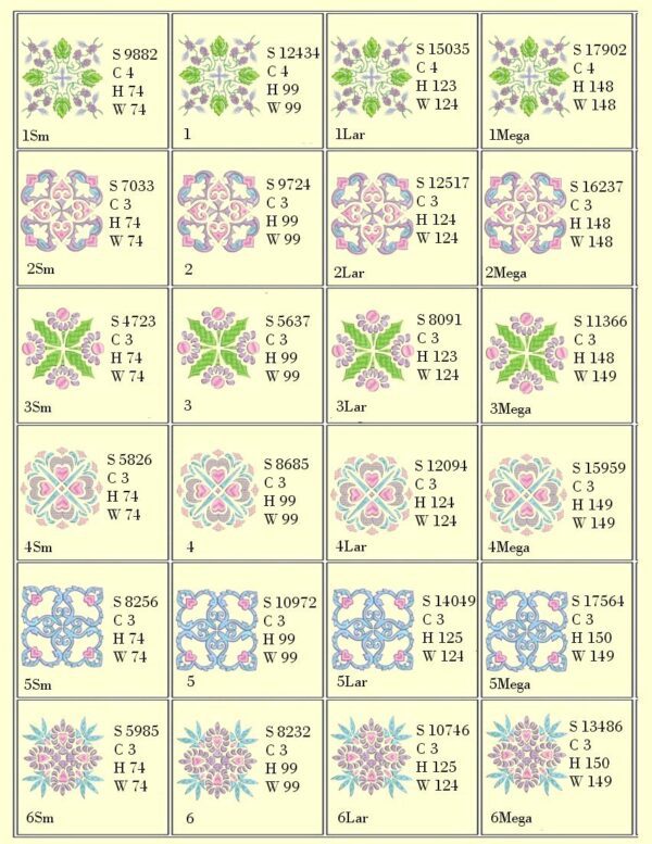 Anemone Quilt Squares #5, Design info page 1