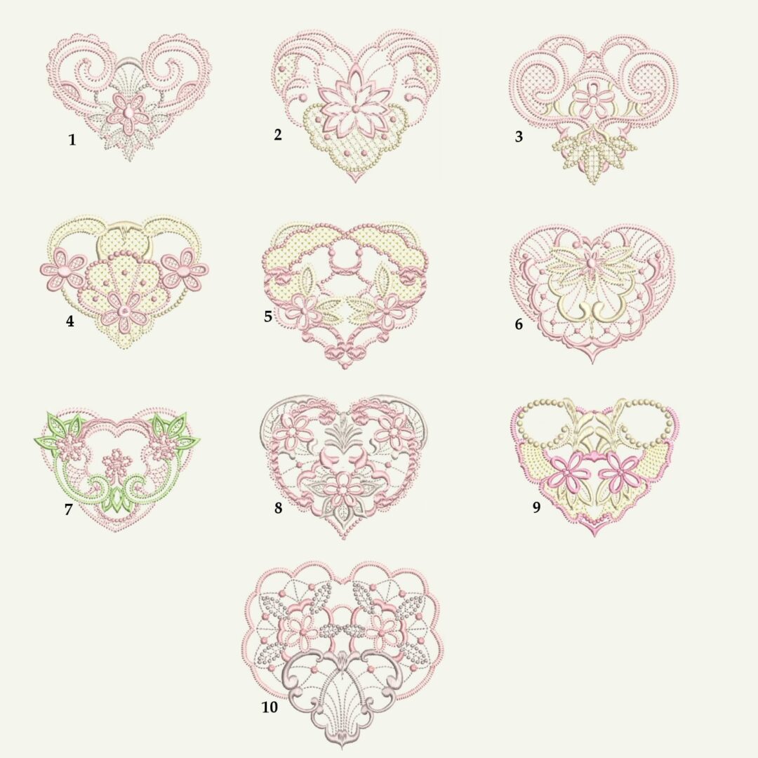 Candlewick & Satin Hearts collection-singles designs
