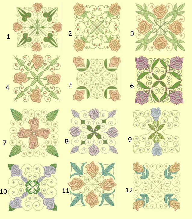 Anemone Quilt Square Embroidery Designs