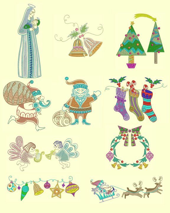 Christmas Mola & Greetings Embroidery Designs