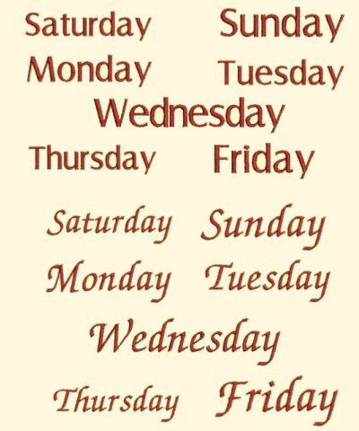 DOW-Days of the week in 2 fonts