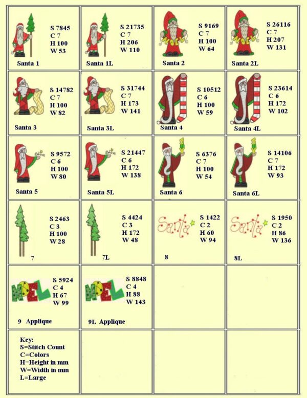 Olde Tyme Santas Design Info Sheet