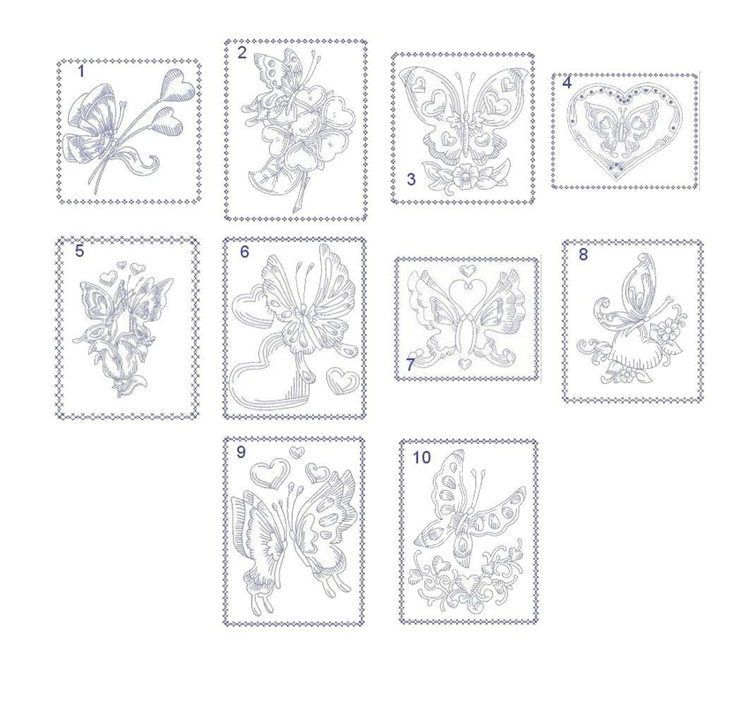 Hearts and Butterflies Redwork, singles