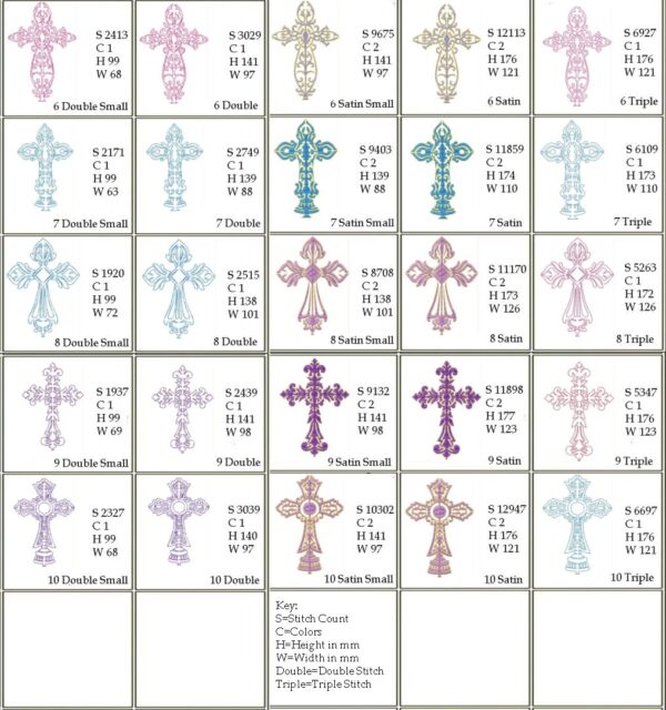 Satin Crosses singoes design specs, page 2