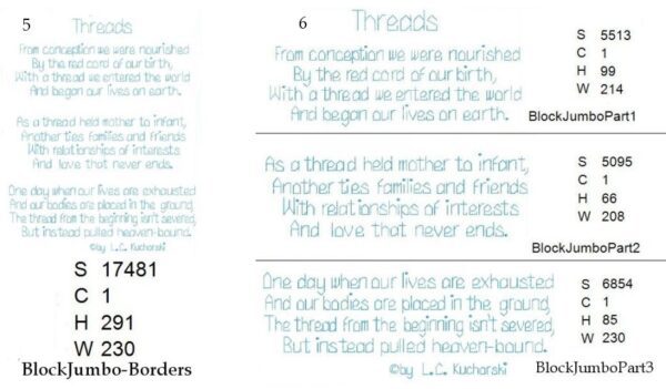 Threads Poem design specs for singles 5-6