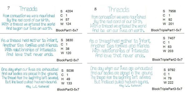 Threads Poem design specs for singles 7-8