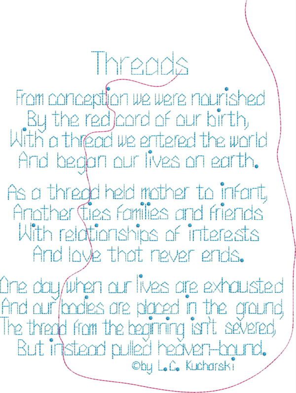 Threads Poem, Block Font-Red Cord of Birth