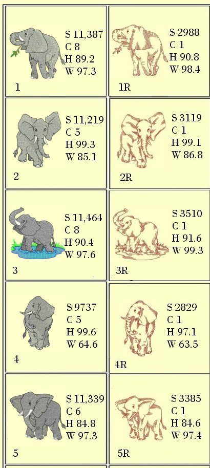 Elephant bonus designs-Design Info