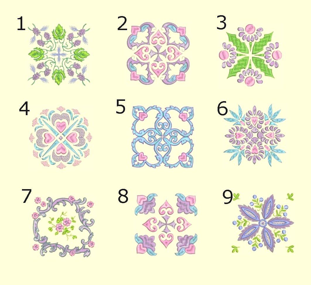 Anemone 5 Quilt Squares Singles