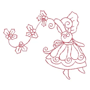 Christmas Sunbonnet Redwork, Design 3