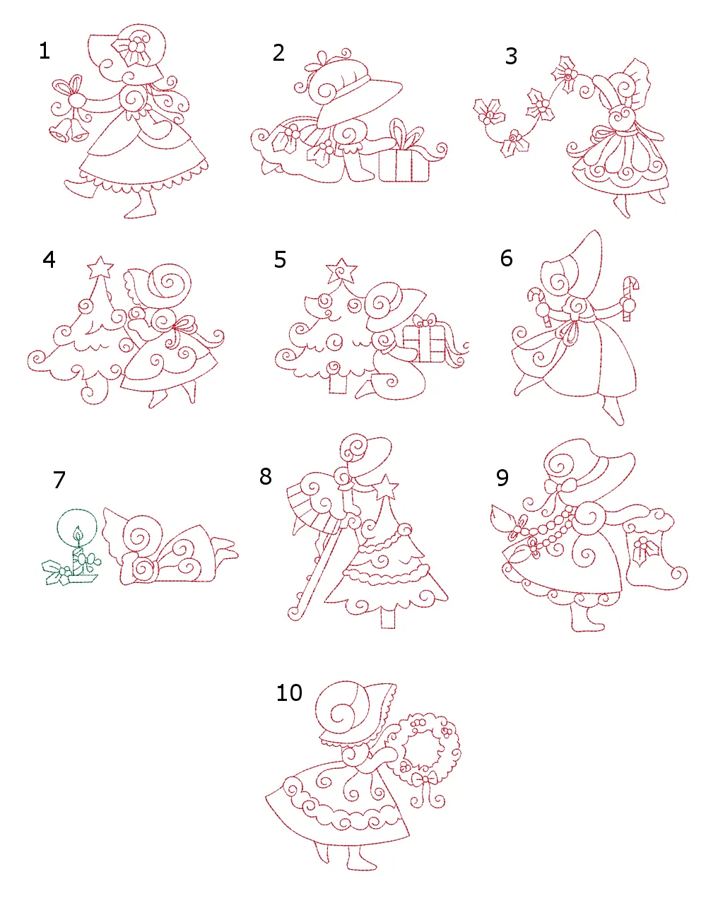 Christmas Sunbonnets numbered collection