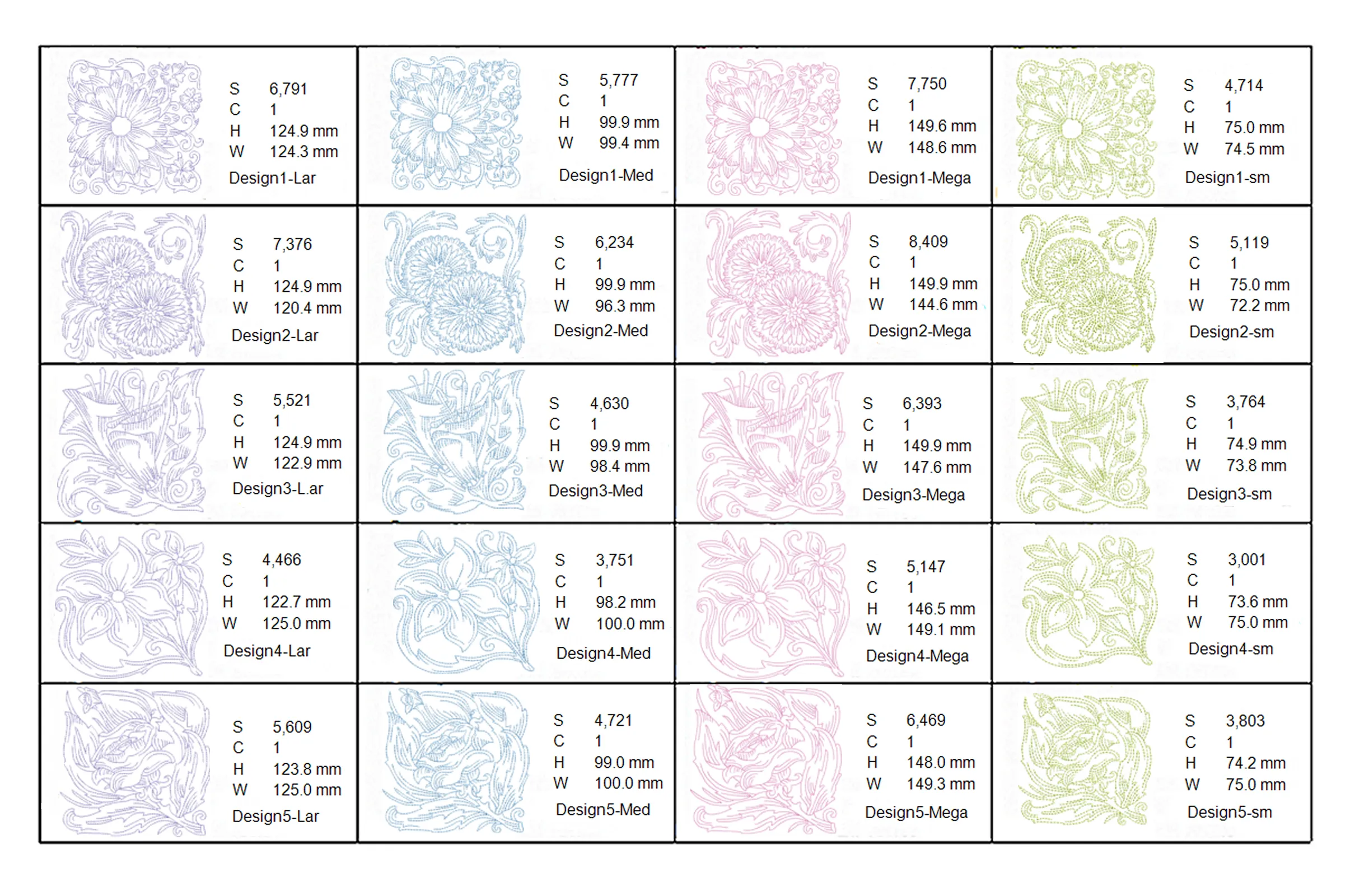 Design specs 1, Floral Blocks RW